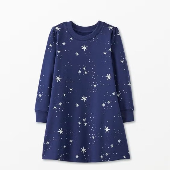 Hanna Andersson Gold Silver Star Print Dress Sz 110cm - Picture 1 of 5